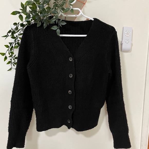 Black thick acrylic blend cardigan - s/m - Picture 1 of 4